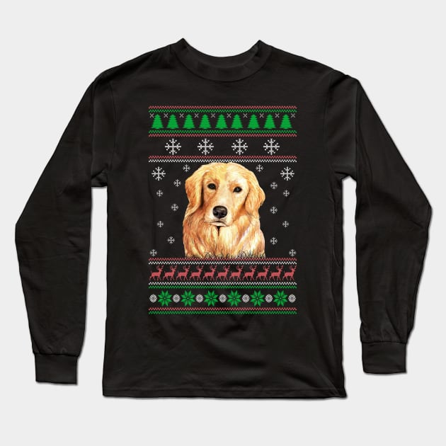 Cute Golden Retriever Dog Lover Ugly Christmas Sweater For Women And Men Funny Gifts Long Sleeve T-Shirt by uglygiftideas